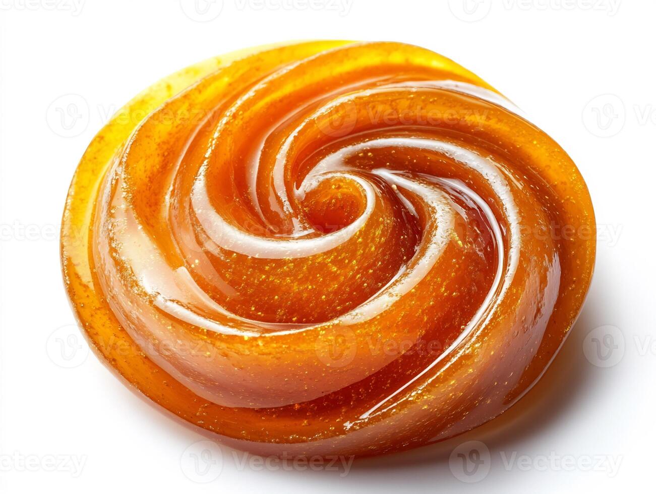 Swirl of sweet and tangy teriyaki sauce on a white background creating an abstract glossy texture photo