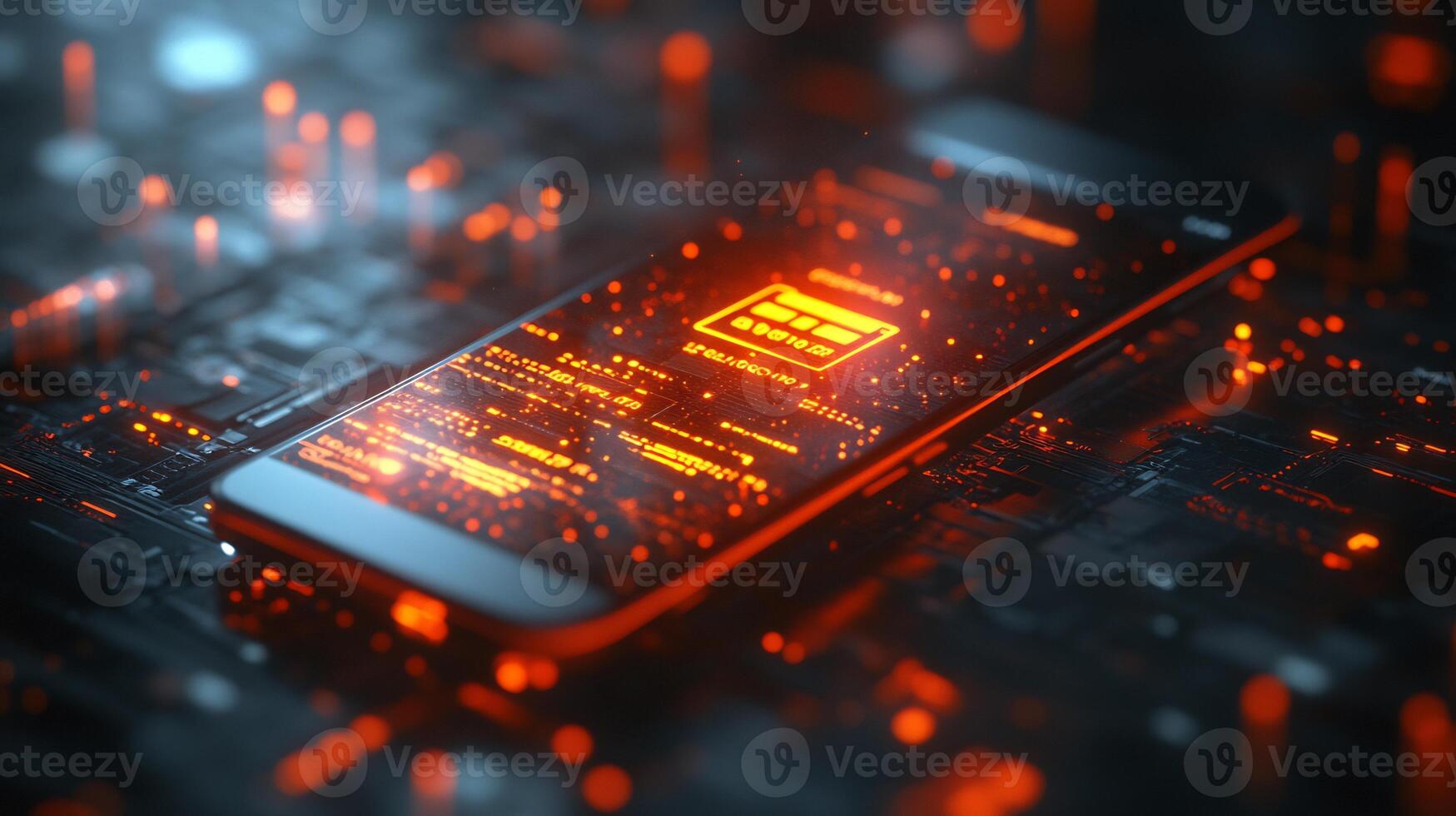 Abstract digital wallet a mobile device glowing currency icons and futuristic online transactions Ecommerce banking innovation and vibrant financial technology photo