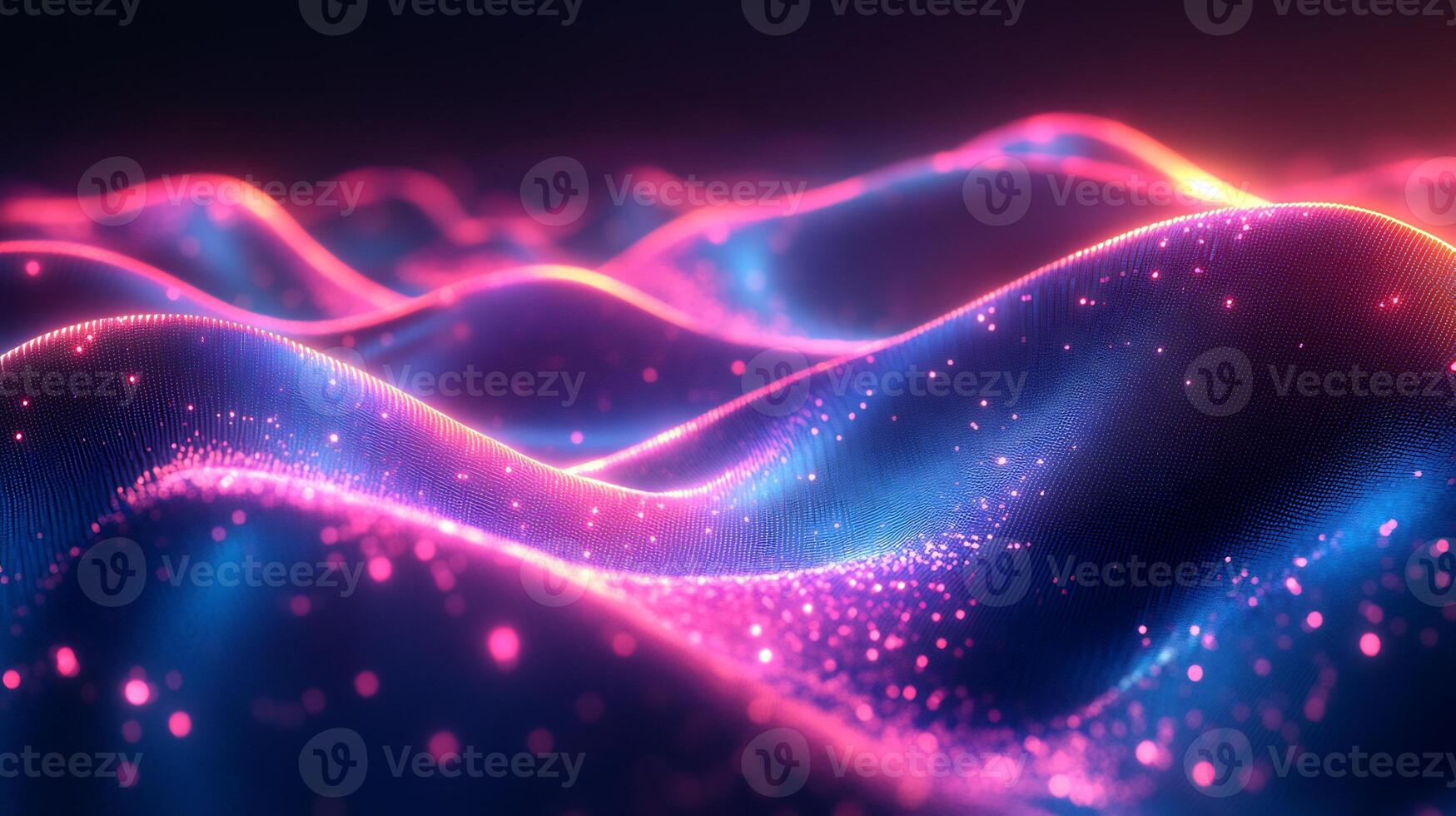 Abstract futuristic wave glowing neon spectrum vibrant blue and pink hues geometric shapes and dynamic motion Techinspired design with threedimensional texture photo