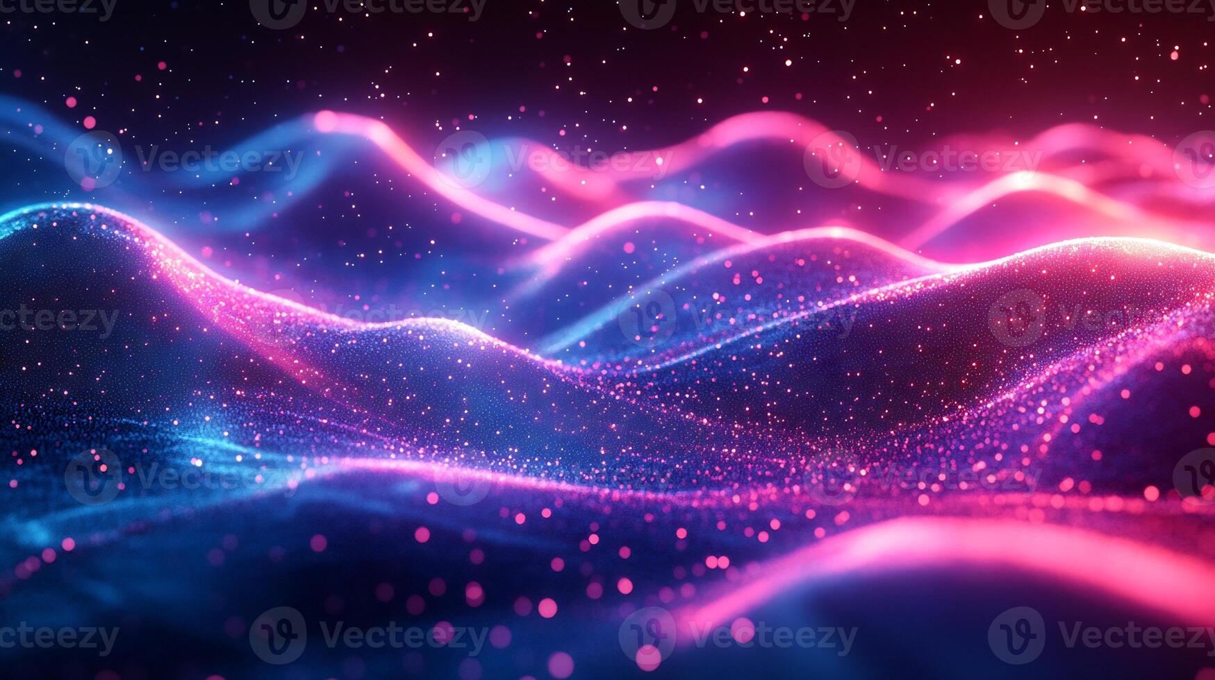 Abstract futuristic wave glowing neon spectrum vibrant blue and pink hues geometric shapes and dynamic motion Techinspired design with threedimensional texture photo