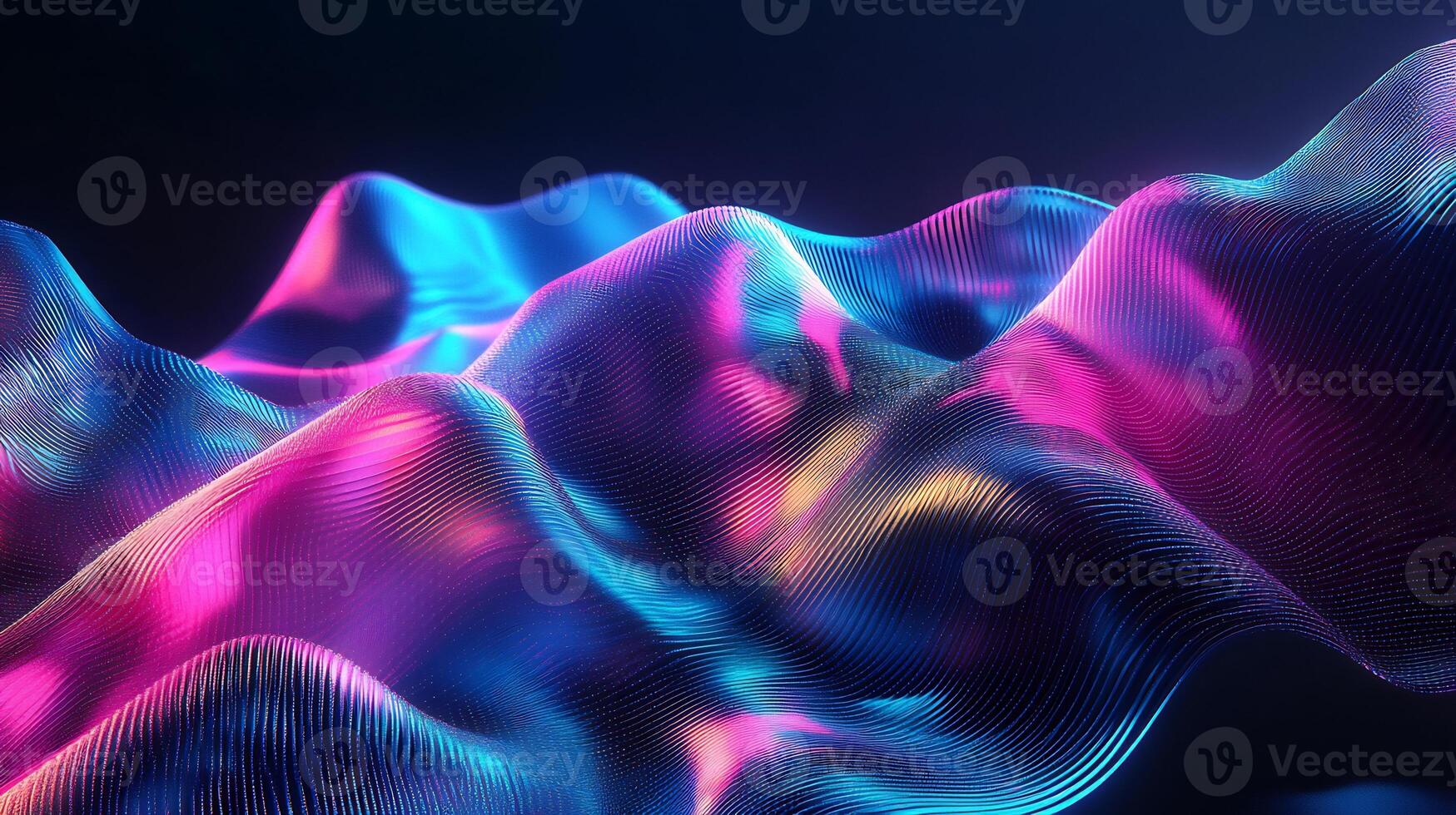 Abstract geometric wave glowing neon light blue and pink hues flowing lines and vibrant gradient Threedimensional tech design with dynamic motion photo