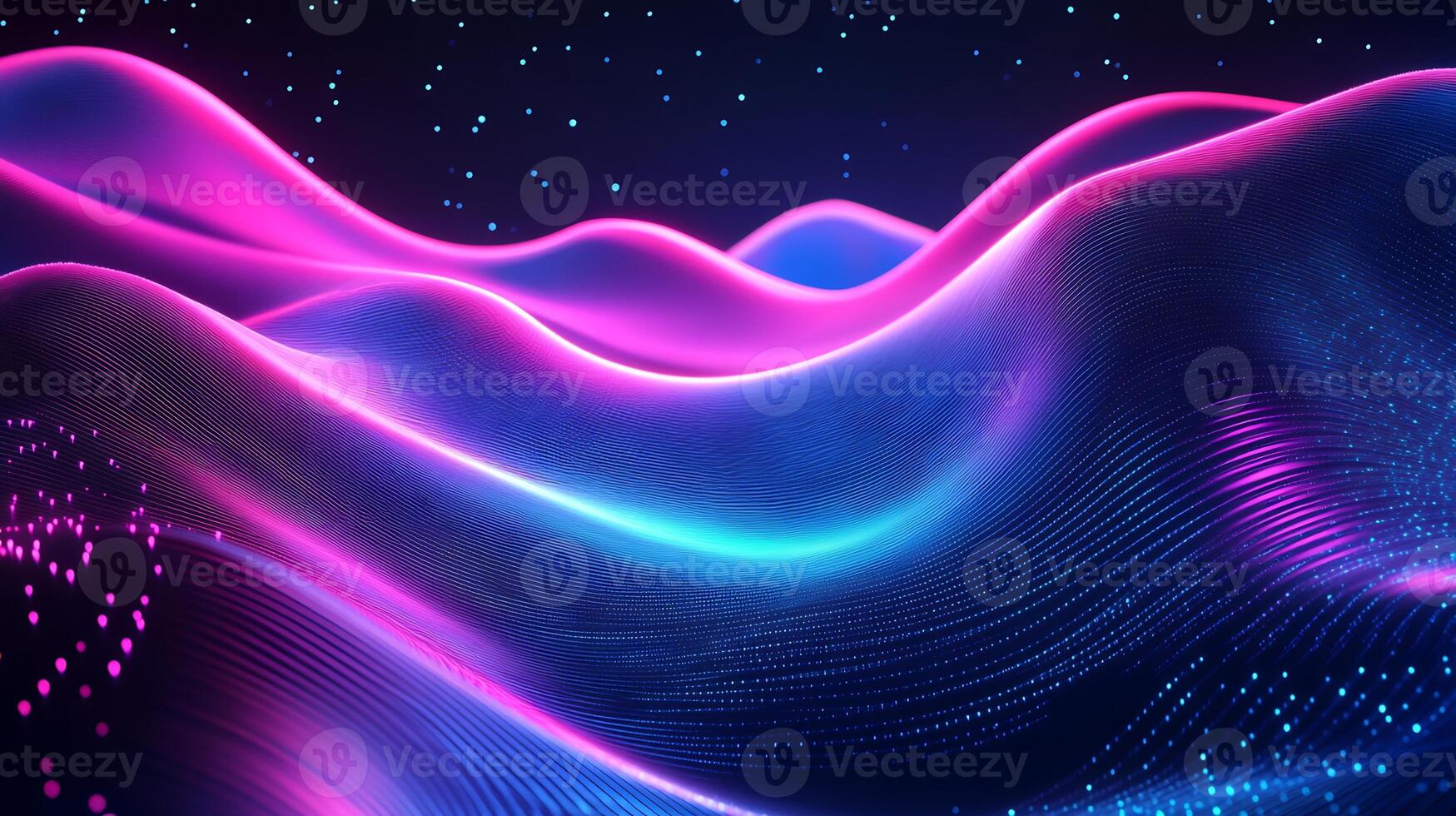 Abstract geometric wave glowing neon light blue and pink hues flowing lines and vibrant gradient Threedimensional tech design with dynamic motion photo