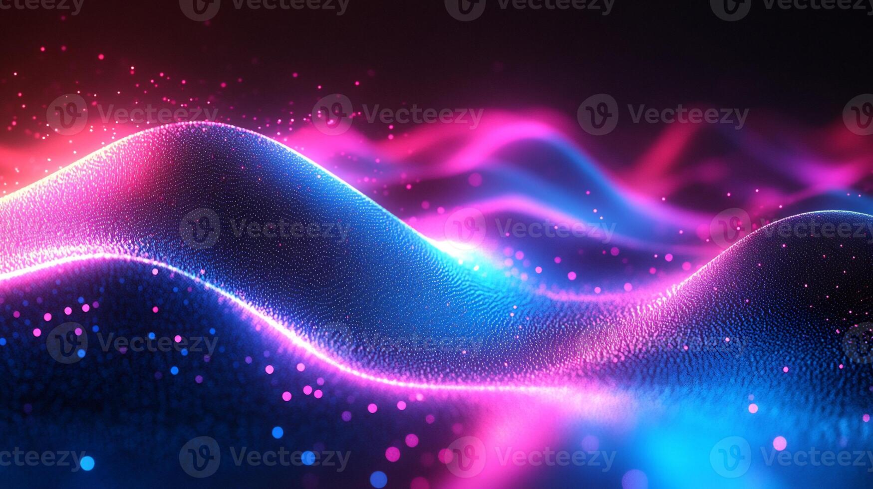 Abstract neon wave background geometric shapes glowing blue and pink light and flowing lines Futuristic threedimensional texture with vibrant motion and energy photo