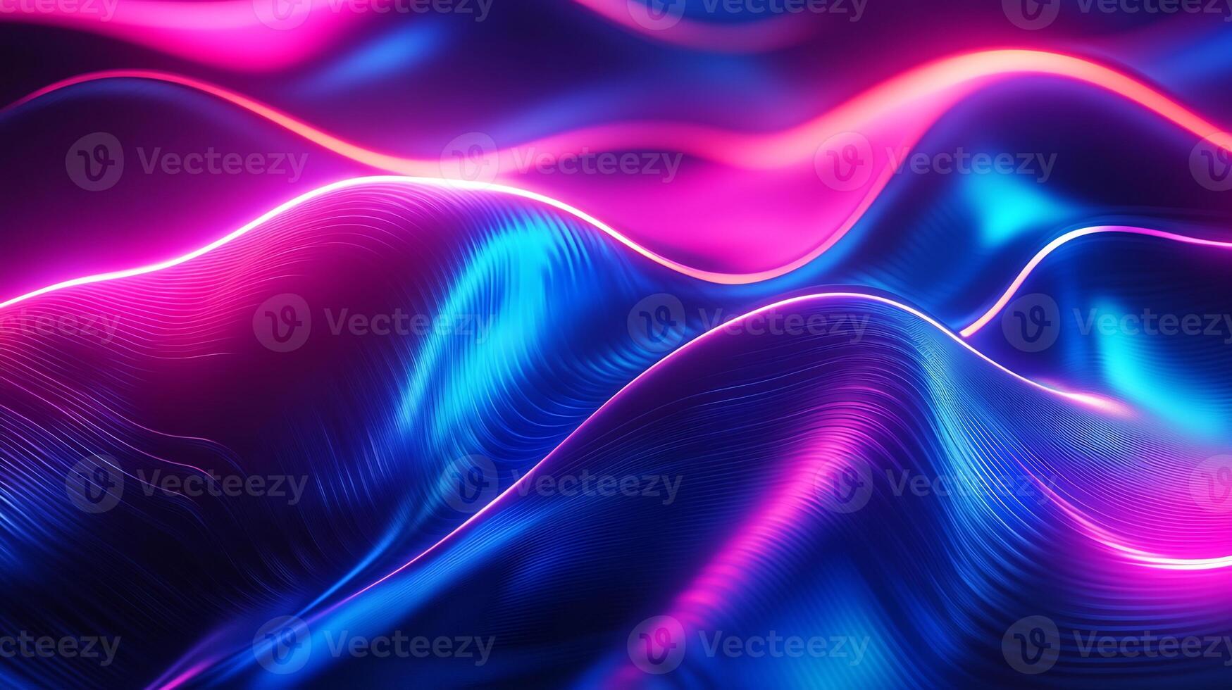 Abstract neon wave design glowing blue and pink light geometric patterns and flowing motion Dynamic threedimensional tech background with vibrant energy photo