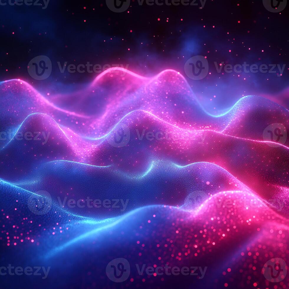 Abstract neon wave glowing blue and pink light geometric shapes flowing lines and vibrant gradient Techinspired digital design with motion and energy photo