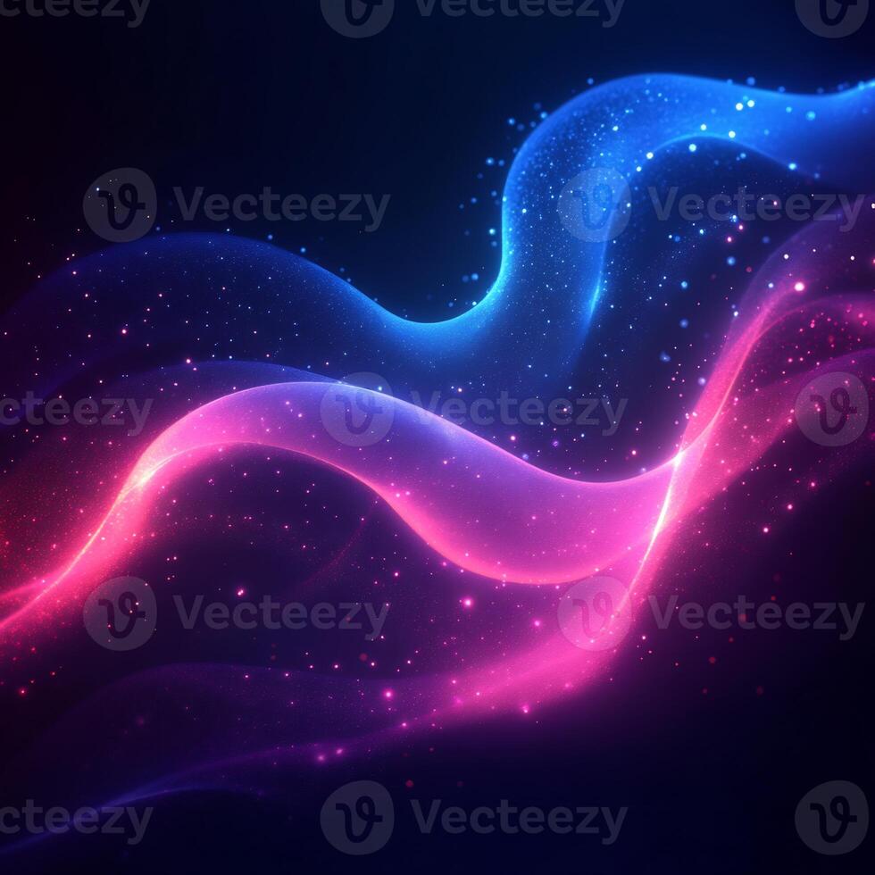 Abstract neon wave glowing blue and pink light geometric shapes flowing lines and vibrant gradient Techinspired digital design with motion and energy photo