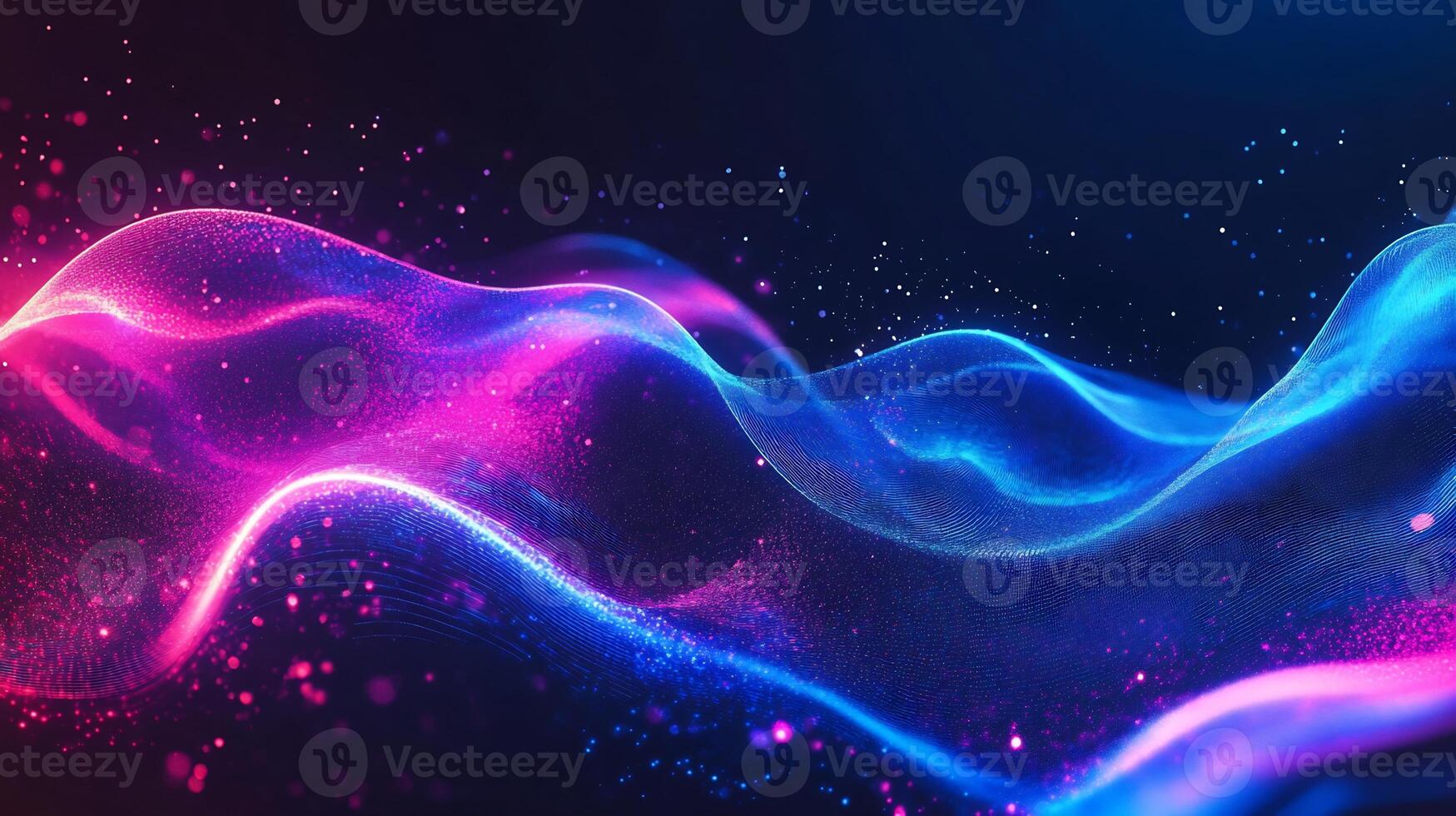 Dynamic neon wave background flowing blue and pink light modern geometric shapes gradient hues and glowing techinspired elements Vibrant energetic digital texture photo