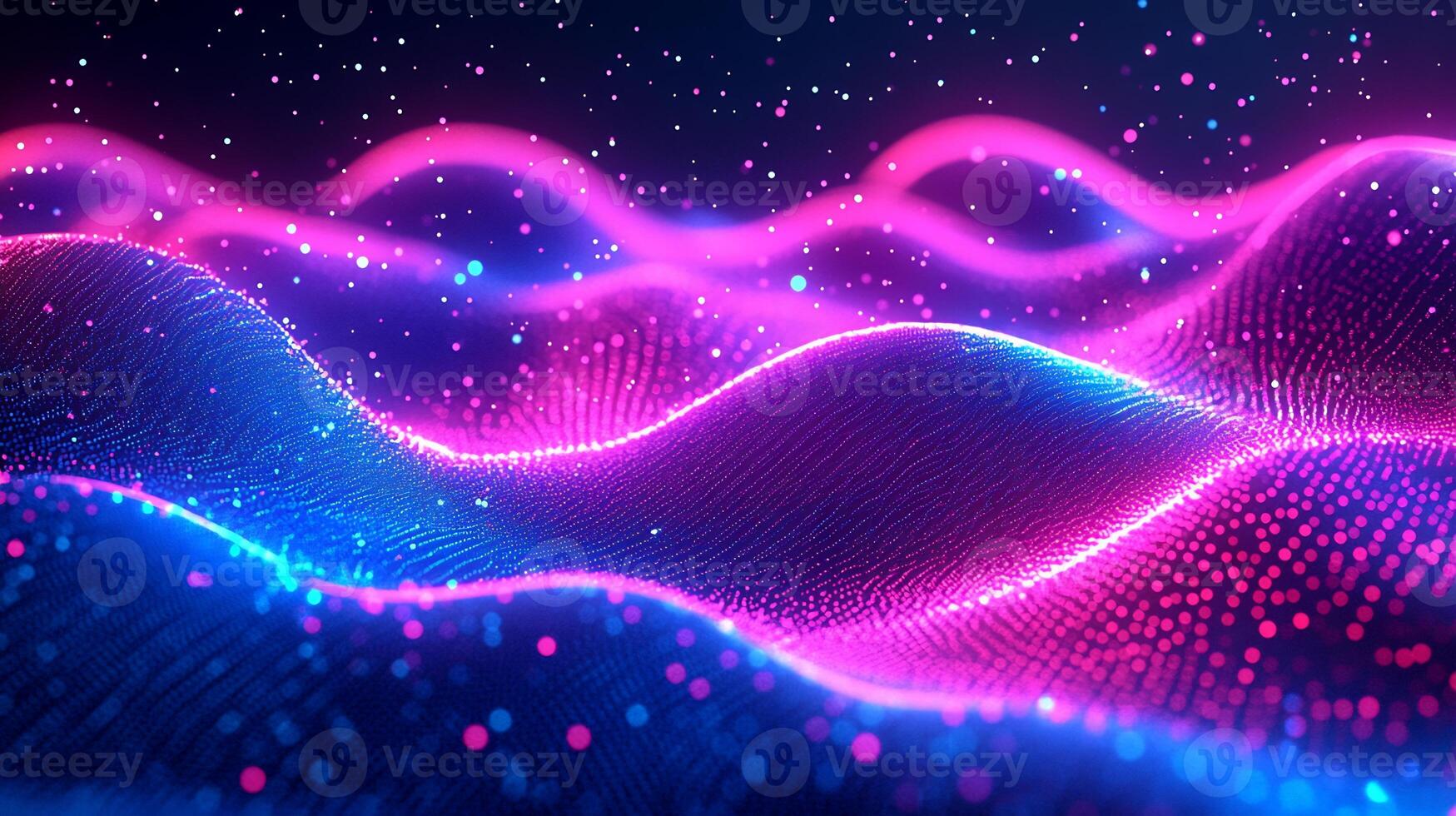 Dynamic wave background glowing neon light blue and pink hues geometric shapes and vibrant gradient Techinspired futuristic design with energy and motion photo