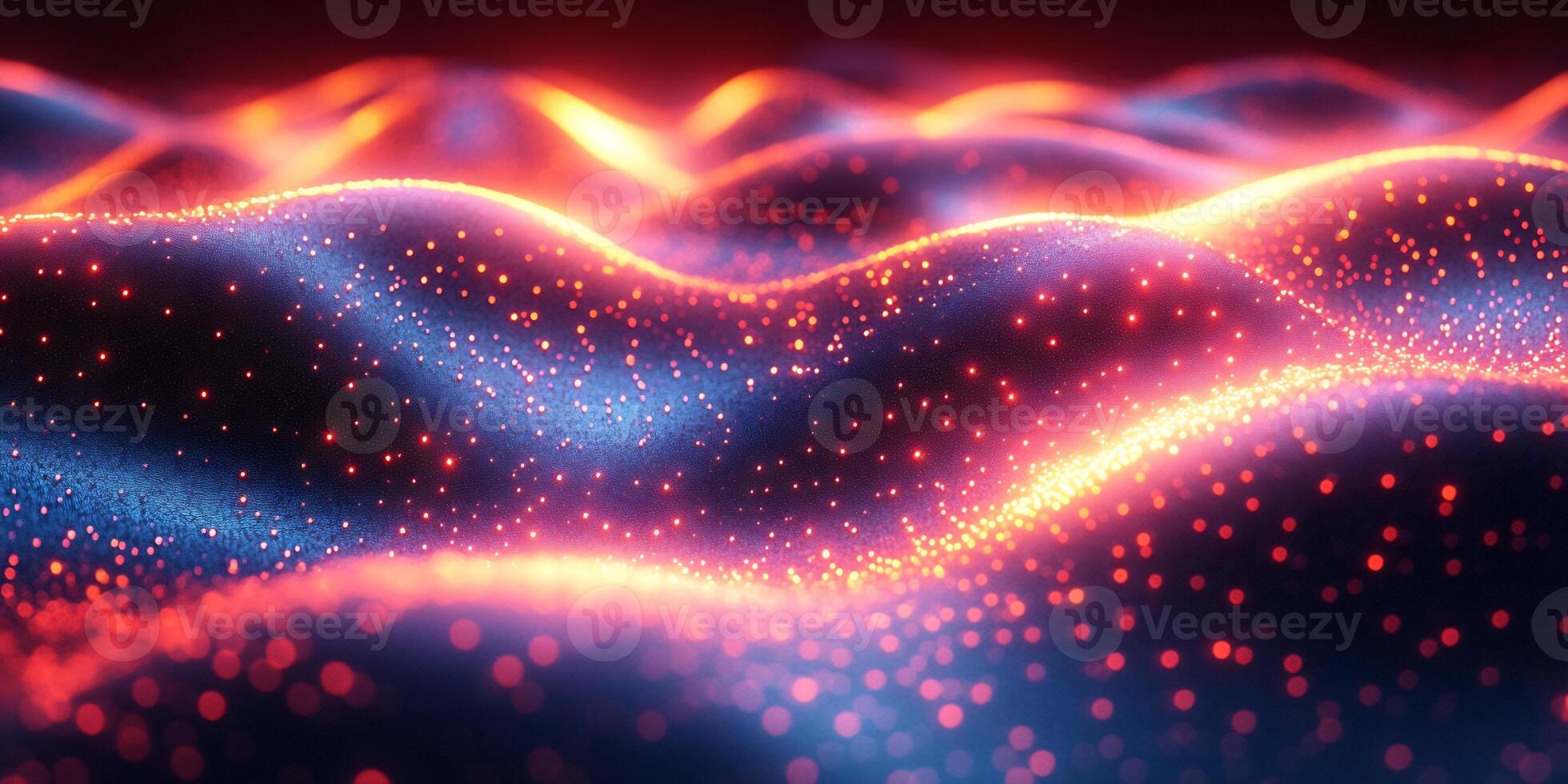 Dynamic wave pattern glowing neon light blue and pink hues geometric shapes and vibrant gradient Futuristic threedimensional design with techinspired motion photo