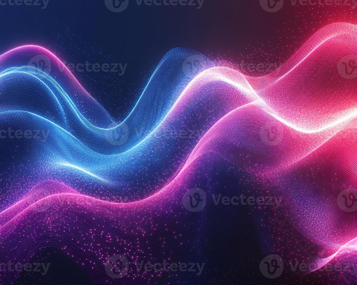 Futuristic neon background flowing wave lines geometric shapes and vibrant blue and pink light Dynamic techinspired digital design with modern energy and motion photo