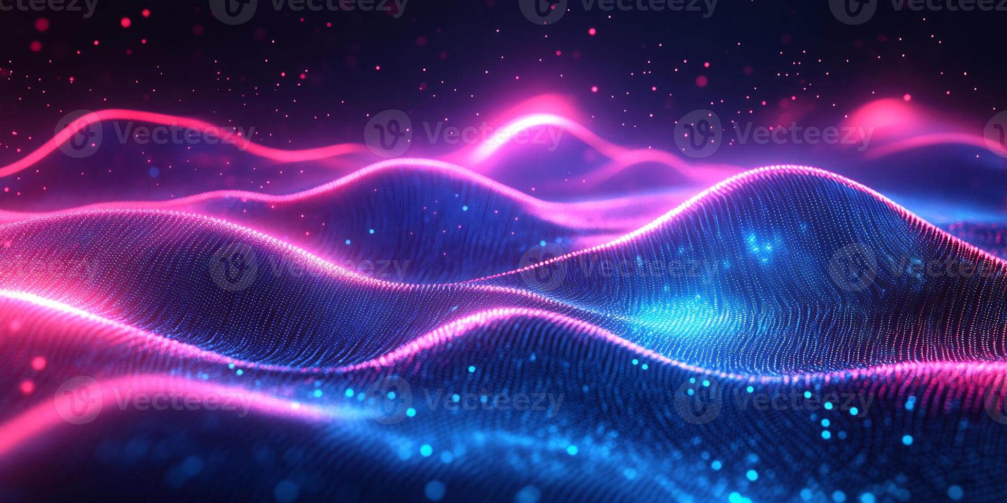 Futuristic wave design glowing blue and pink light flowing lines and geometric pattern Bright vibrant techinspired concept with a sleek digital aesthetic and energy photo