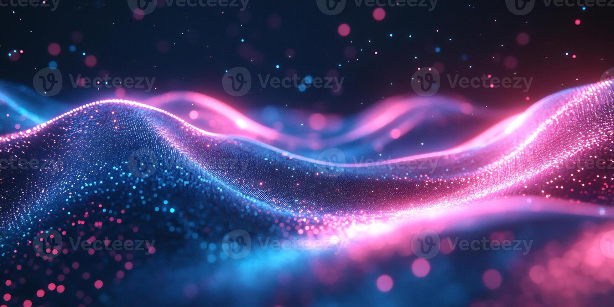 Futuristic wave design glowing blue and pink light flowing lines and geometric pattern Bright vibrant techinspired concept with a sleek digital aesthetic and energy photo