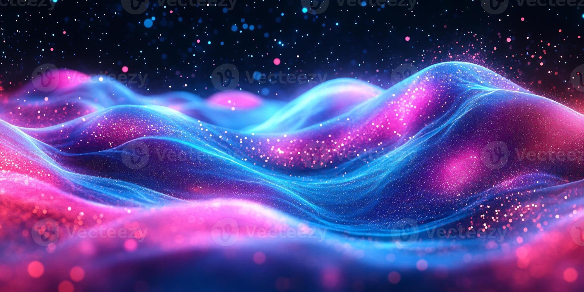 Futuristic wave design glowing blue and pink light flowing lines and geometric pattern Bright vibrant techinspired concept with a sleek digital aesthetic and energy photo