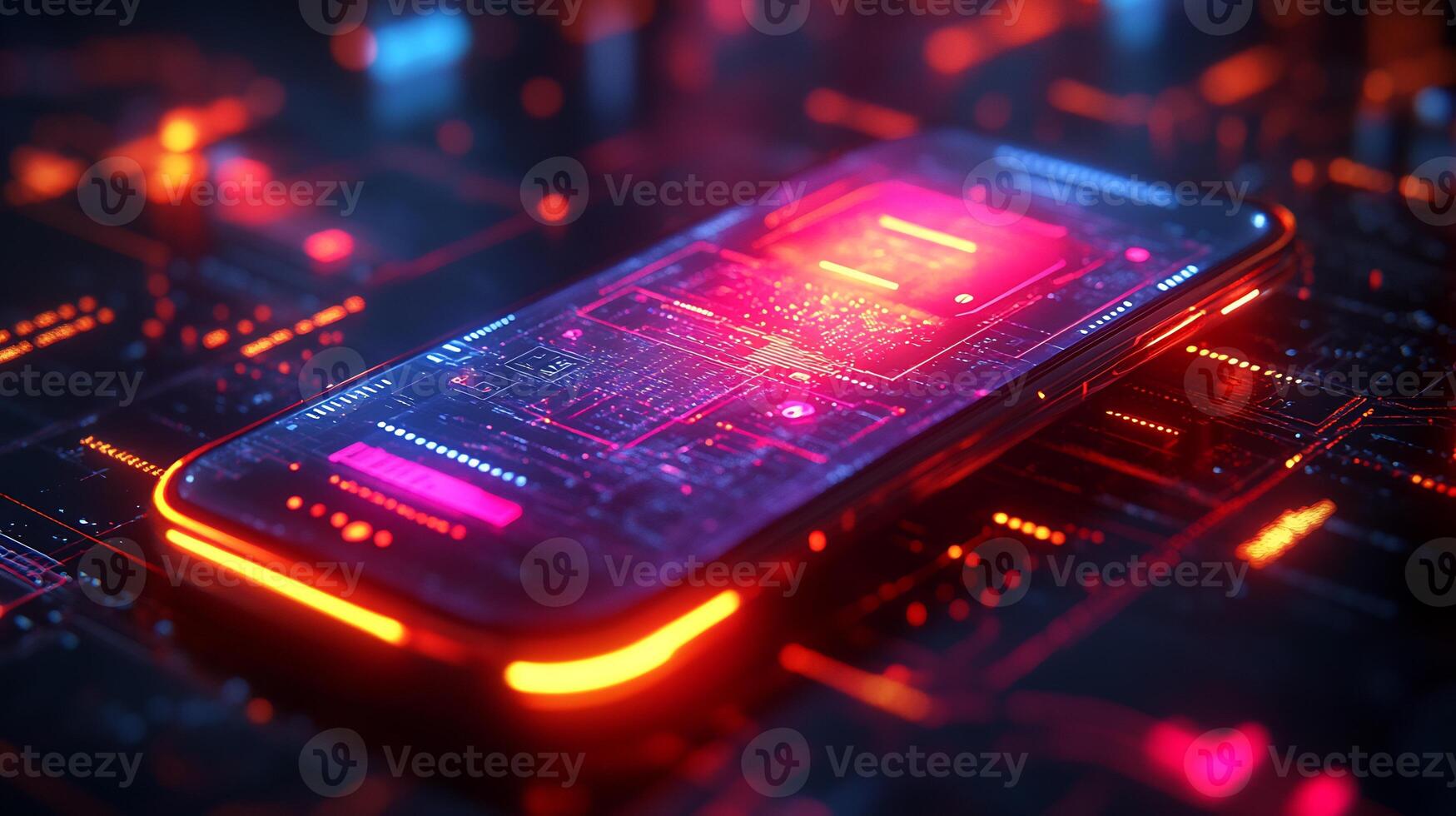 Glowing mobile phone digital wallet interface vibrant currency symbols and futuristic financial transaction icons Techinspired ecommerce and modern banking economy photo