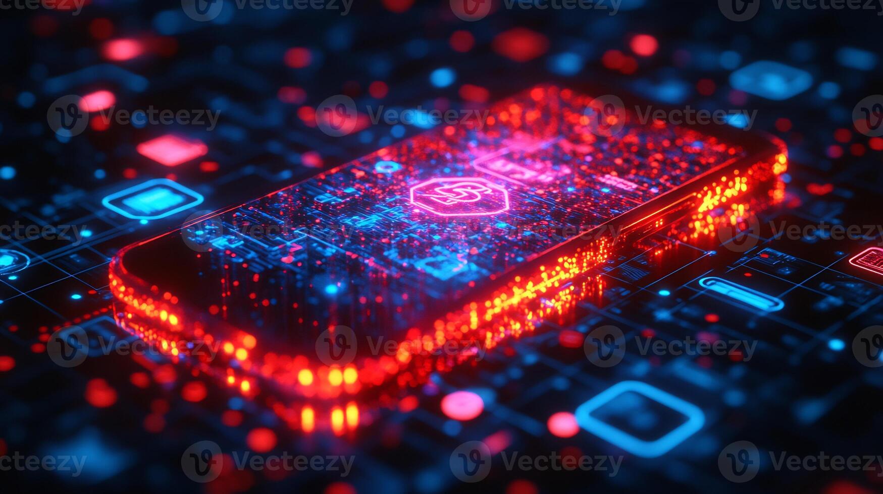 Glowing mobile phone digital wallet interface vibrant currency symbols and futuristic financial transaction icons Techinspired ecommerce and modern banking economy photo