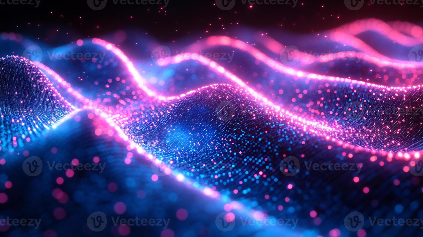 Glowing neon wave geometric shapes blue and pink light and flowing lines Vibrant modern digital design with sleek techinspired motion and energy photo
