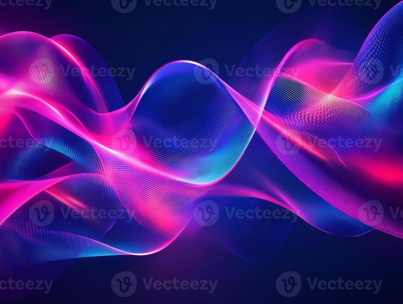 Glowing neon waves geometric shapes blue and pink hues and flowing lines Vibrant threedimensional design with sleek techinspired motion and energy photo
