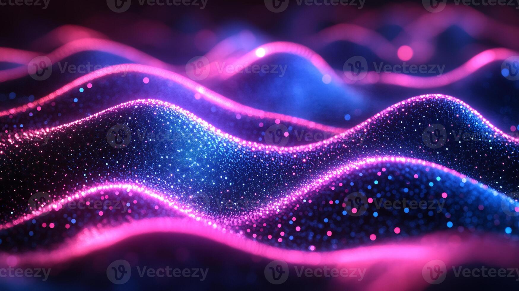 Glowing neon wave geometric shapes blue and pink light and flowing lines Vibrant modern digital design with sleek techinspired motion and energy photo