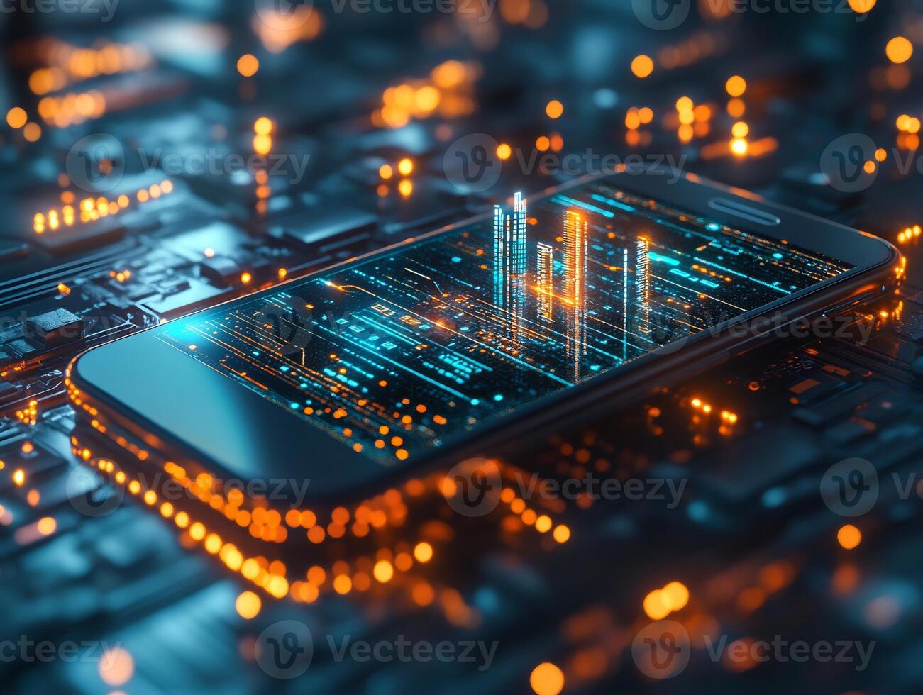 Glowing smartphone digital wallet interface online transaction icons and futuristic financial innovation Ebusiness currency and modern banking technology photo