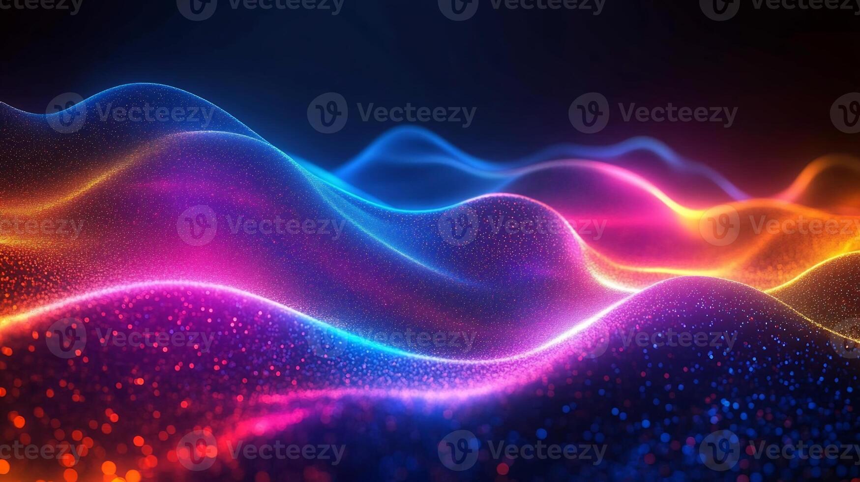 Glowing spectrum vibrant neon light geometric shapes flowing wave lines and futuristic digital texture Dynamic modern design with energy and motion photo