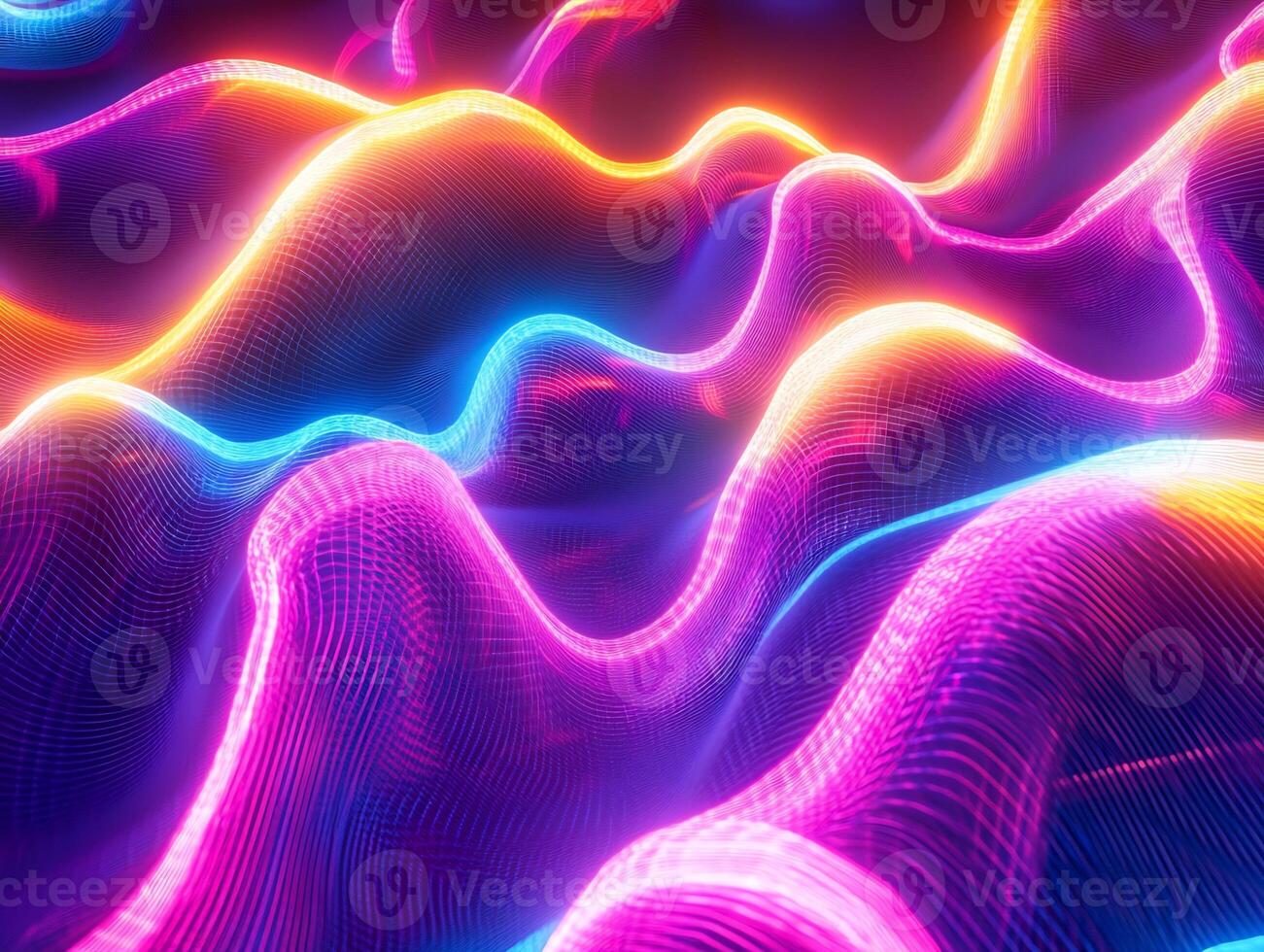Glowing spectrum vibrant neon light geometric shapes and flowing wave motion Futuristic techinspired design with threedimensional texture and sleek energy photo