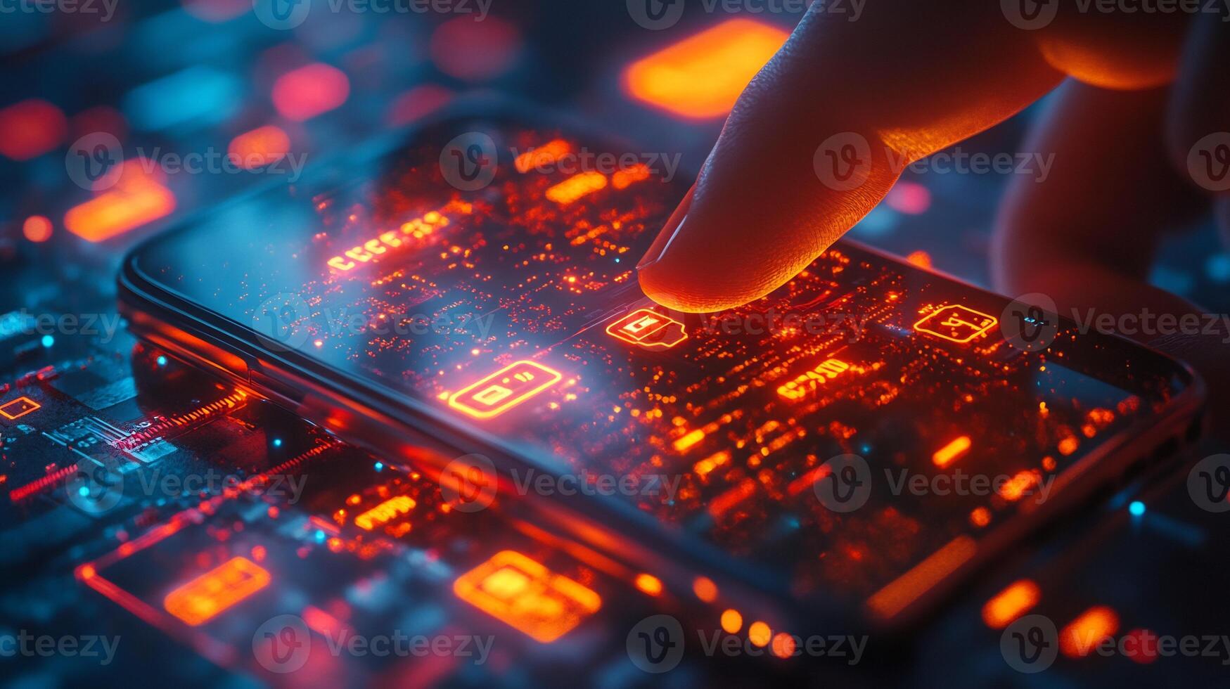 Mobile phone displaying digital wallet with futuristic currency icons financial transactions and glowing online payment technology Vibrant ecommerce and economy photo