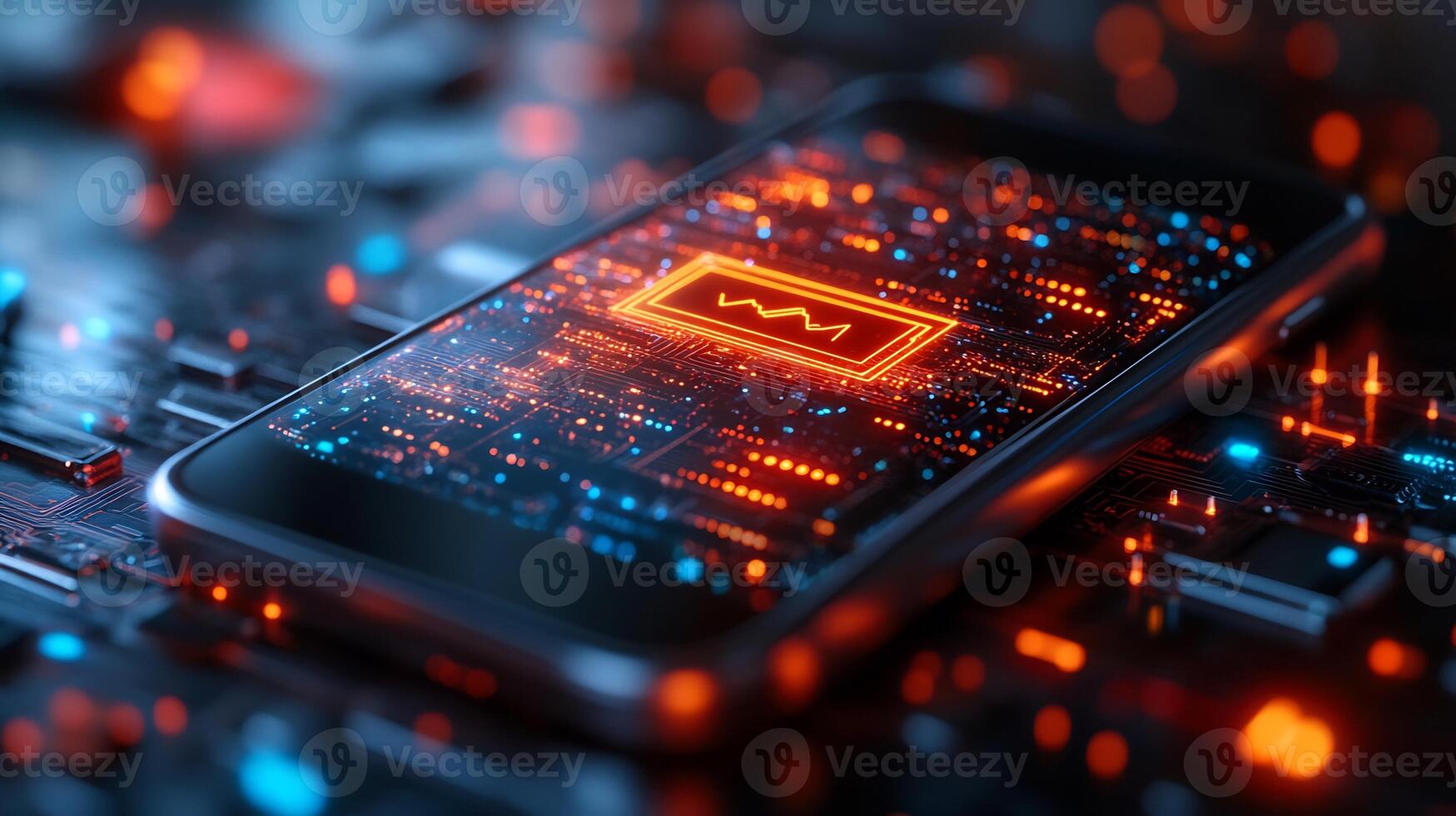 Mobile phone displaying glowing digital wallet interface with futuristic financial symbols and dynamic online payment icons Modern banking and vibrant ecommerce economy photo