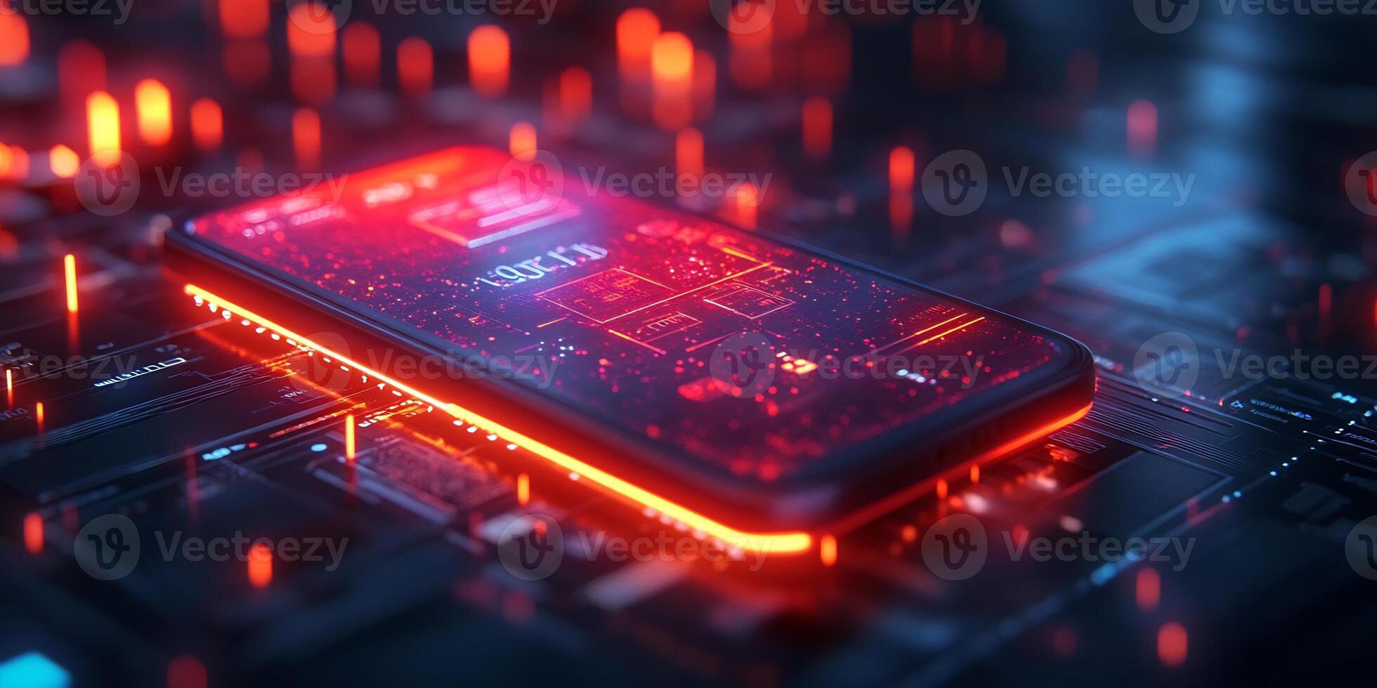 Mobile phone displaying glowing digital wallet with futuristic currency icons financial transactions and ecommerce technology Sleek online banking concept photo