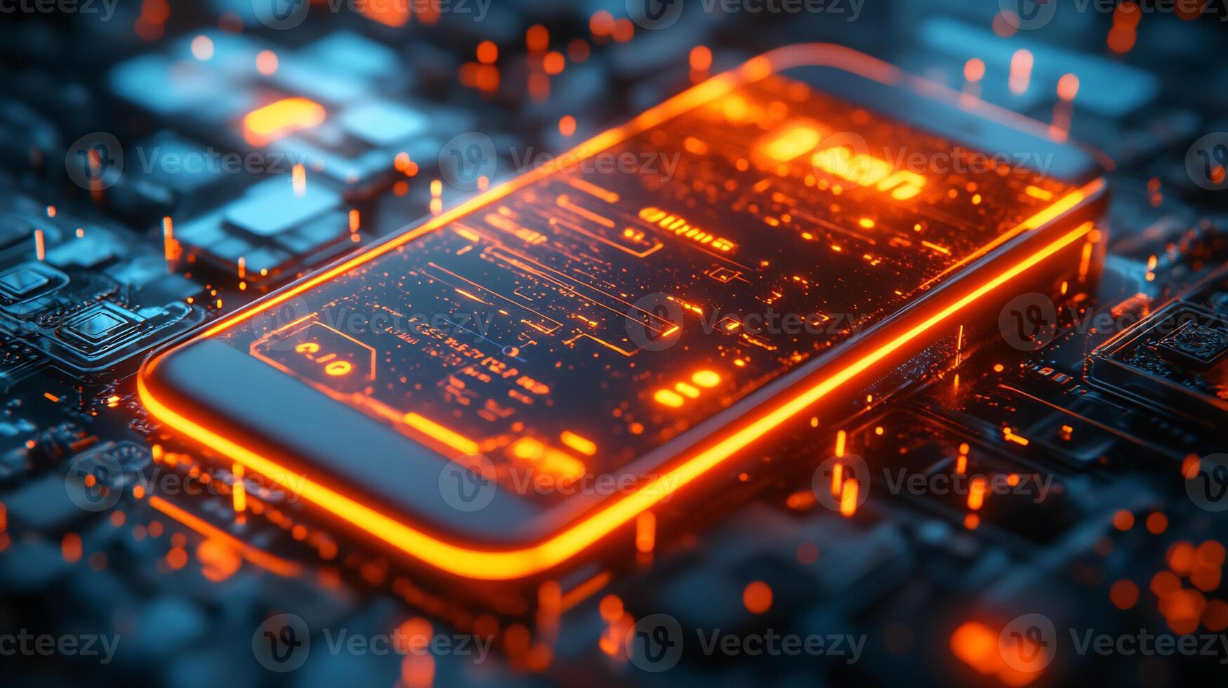 Mobile phone featuring glowing digital wallet with futuristic financial icons and dynamic ebusiness transaction symbols Techinspired economy and modern payment innovation photo