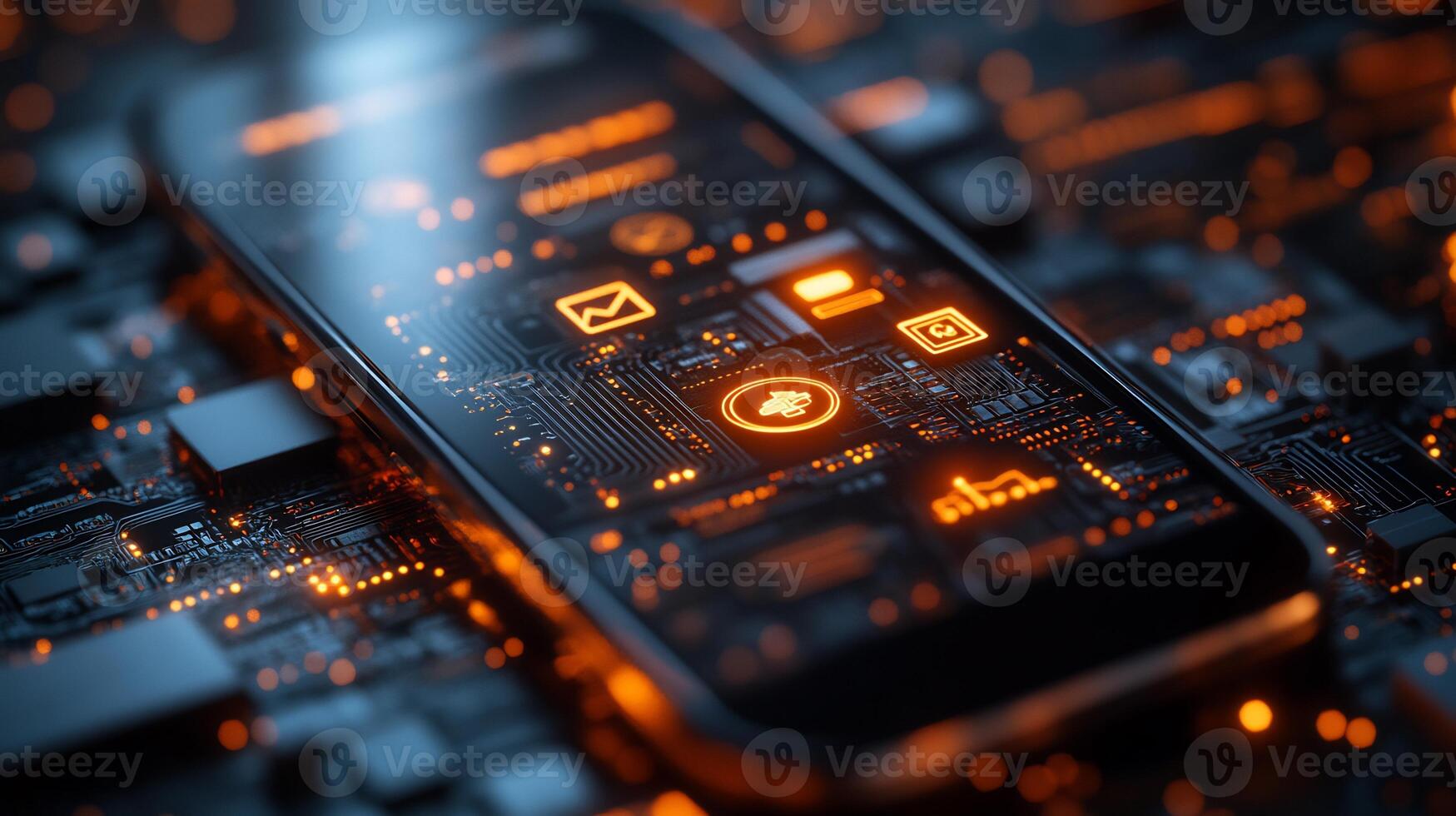 Mobile phone showing digital wallet with glowing currency icons techdriven financial transactions and modern ebusiness technology Smart economy and online banking concept photo
