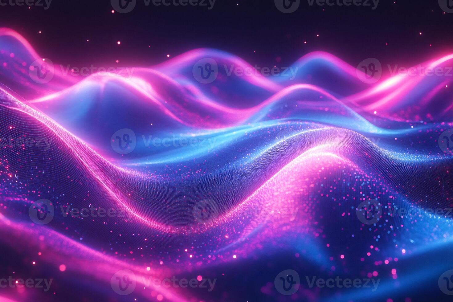 Modern abstract design glowing neon light flowing wave lines blue and pink hues and geometric shapes Vibrant futuristic texture with motion and energy photo