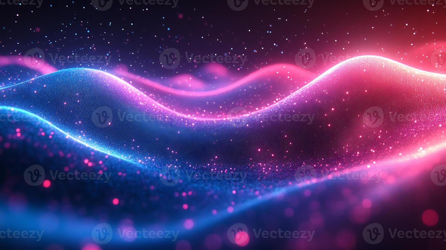 Modern digital background flowing neon wave lines glowing blue and pink light and geometric shapes Vibrant techinspired design with sleek texture and energy photo