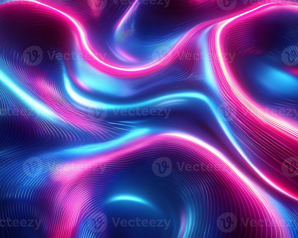 Modern digital pattern glowing neon light blue and pink hues geometric shapes and flowing lines Dynamic techinspired design with vibrant energy and motion photo