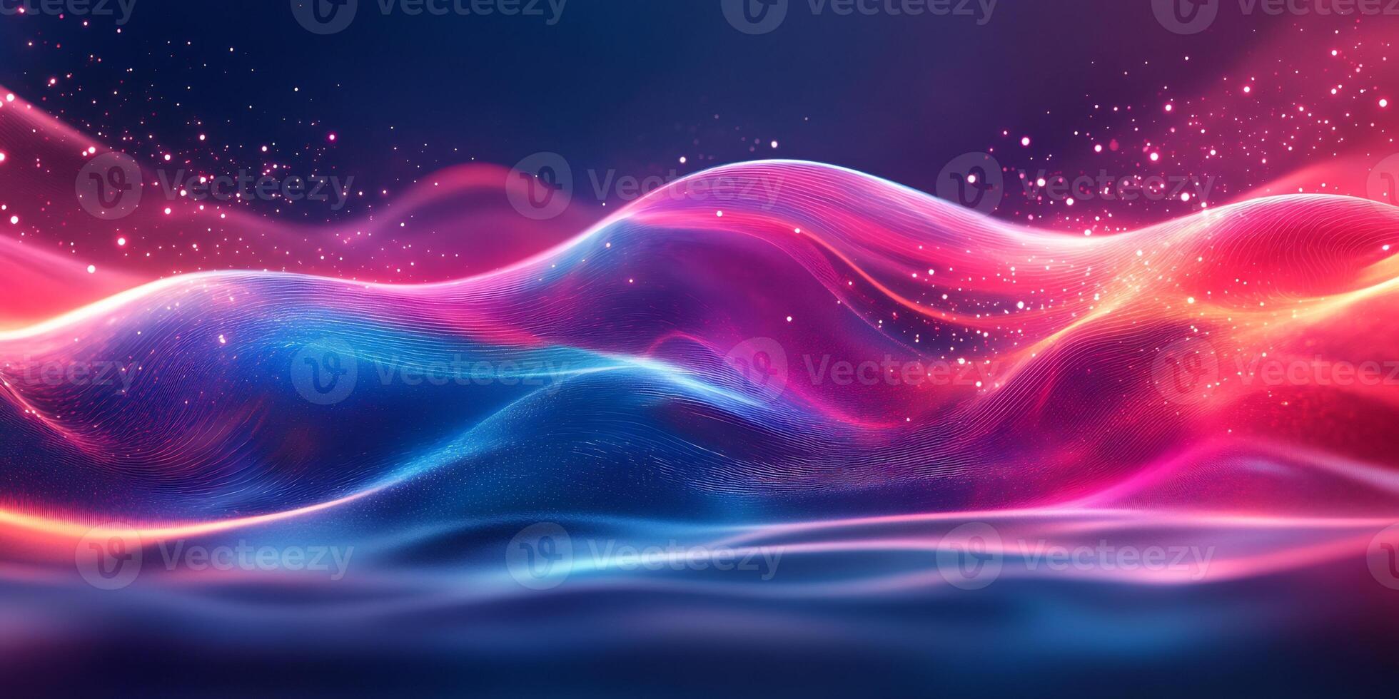 Modern futuristic wallpaper neon glow flowing wave lines and geometric shapes Vibrant blue and pink light with sleek techinspired design and dynamic motion photo