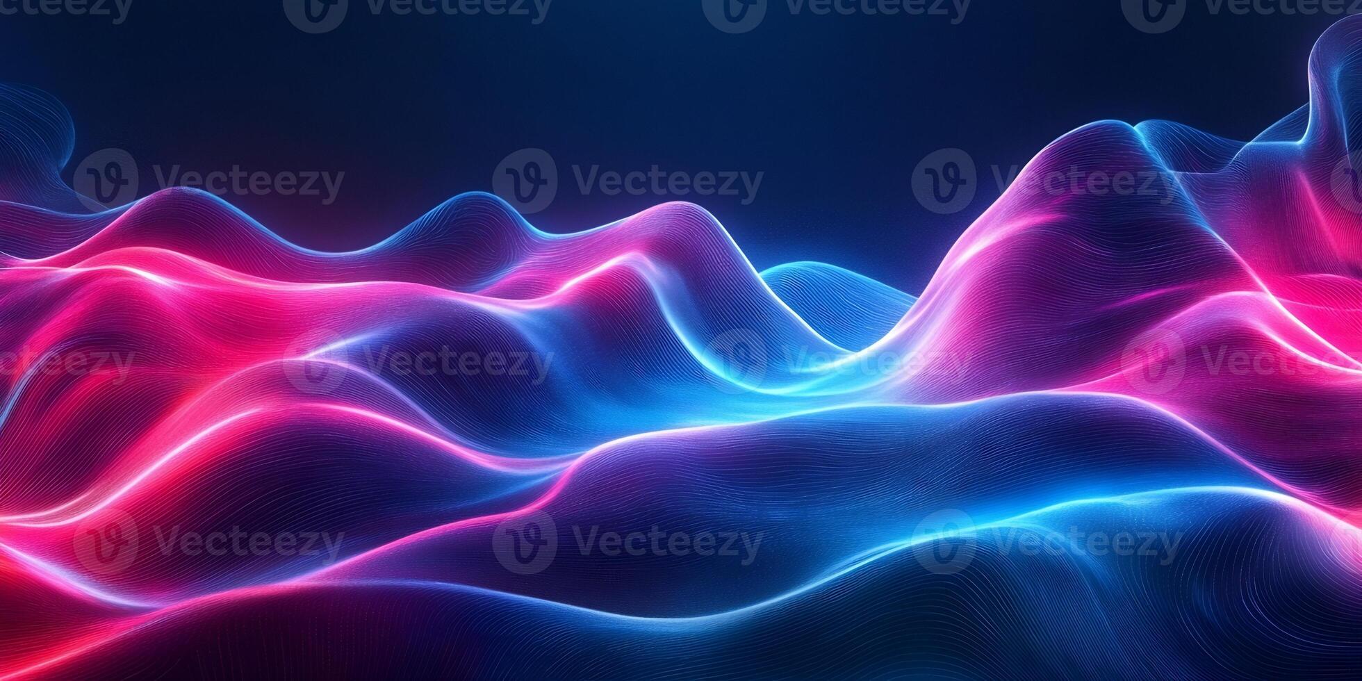 Modern futuristic wallpaper neon glow flowing wave lines and geometric shapes Vibrant blue and pink light with sleek techinspired design and dynamic motion photo