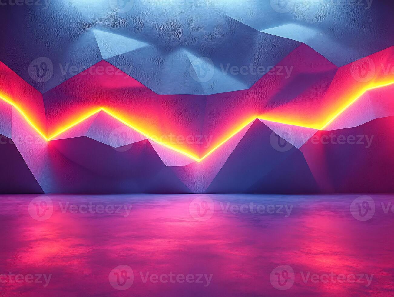 Neon light abstract wallpaper blue and pink gradient geometric threedimensional shapes and lines Modern digital texture glowing spectrum dynamic and vibrant tech design photo