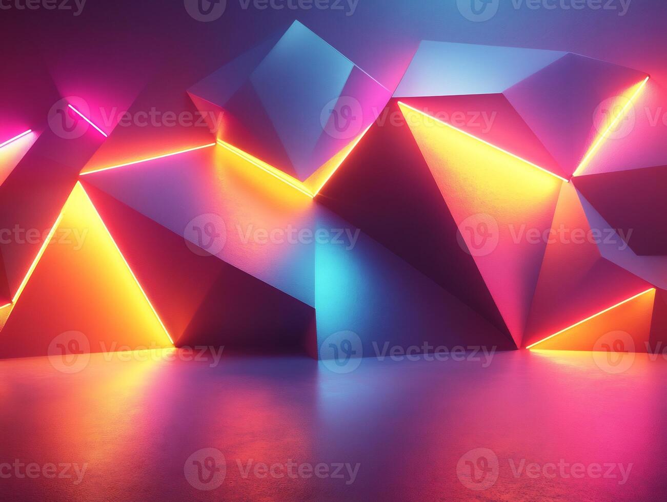 Neon light abstract wallpaper blue and pink gradient geometric threedimensional shapes and lines Modern digital texture glowing spectrum dynamic and vibrant tech design photo