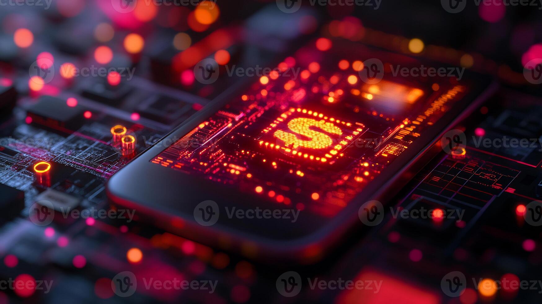 Sleek mobile digital wallet interface glowing currency icons financial technology and futuristic banking transactions Modern ebusiness and vibrant digital economy photo