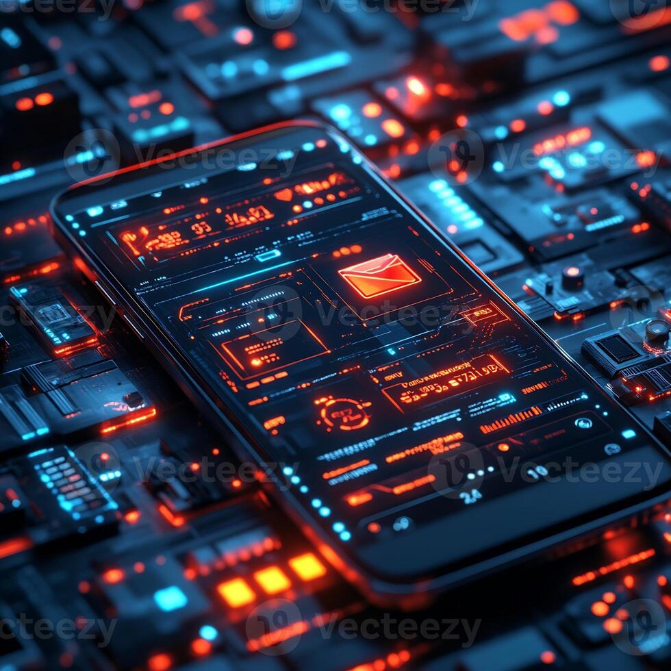 Sleek smartphone futuristic digital wallet interface surrounded by financial technology online transactions and vibrant currency Modern ecommerce and digital economy photo