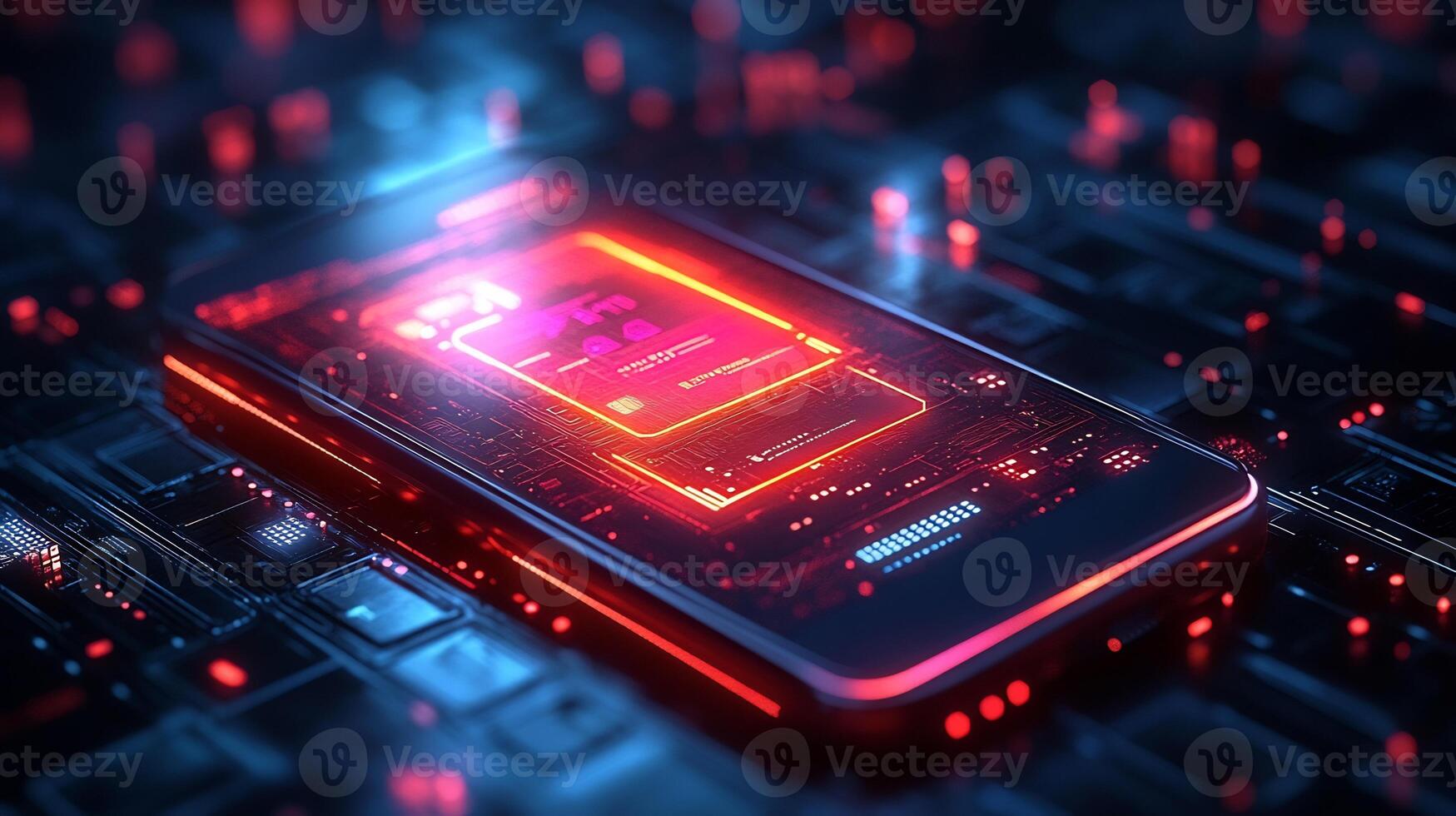 Smartphone showing glowing digital wallet with futuristic financial icons online transaction symbols and techinspired banking design Dynamic ebusiness and digital economy photo