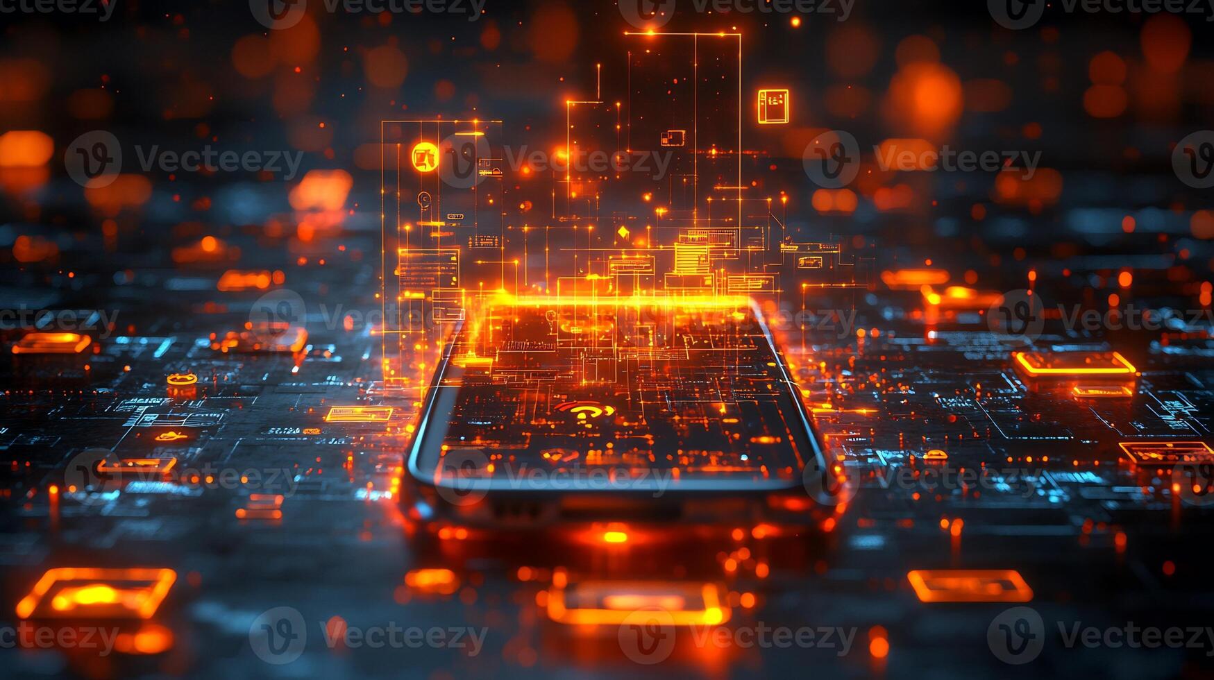 Smartphone a glowing digital wallet surrounded by techdriven financial icons and vibrant online payment symbols Futuristic economy and modern digital transactions photo