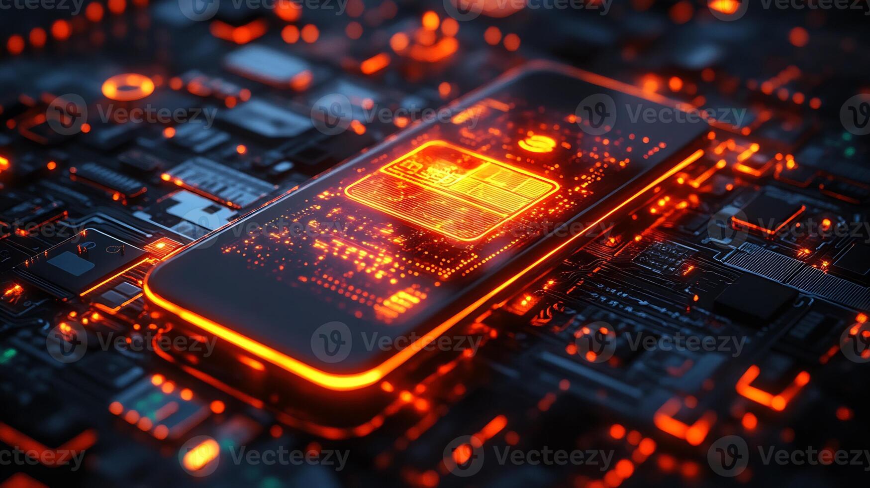 Smartphone glowing digital wallet interface surrounded by techinspired financial symbols and dynamic payment icons Futuristic banking technology and vibrant ebusiness economy photo