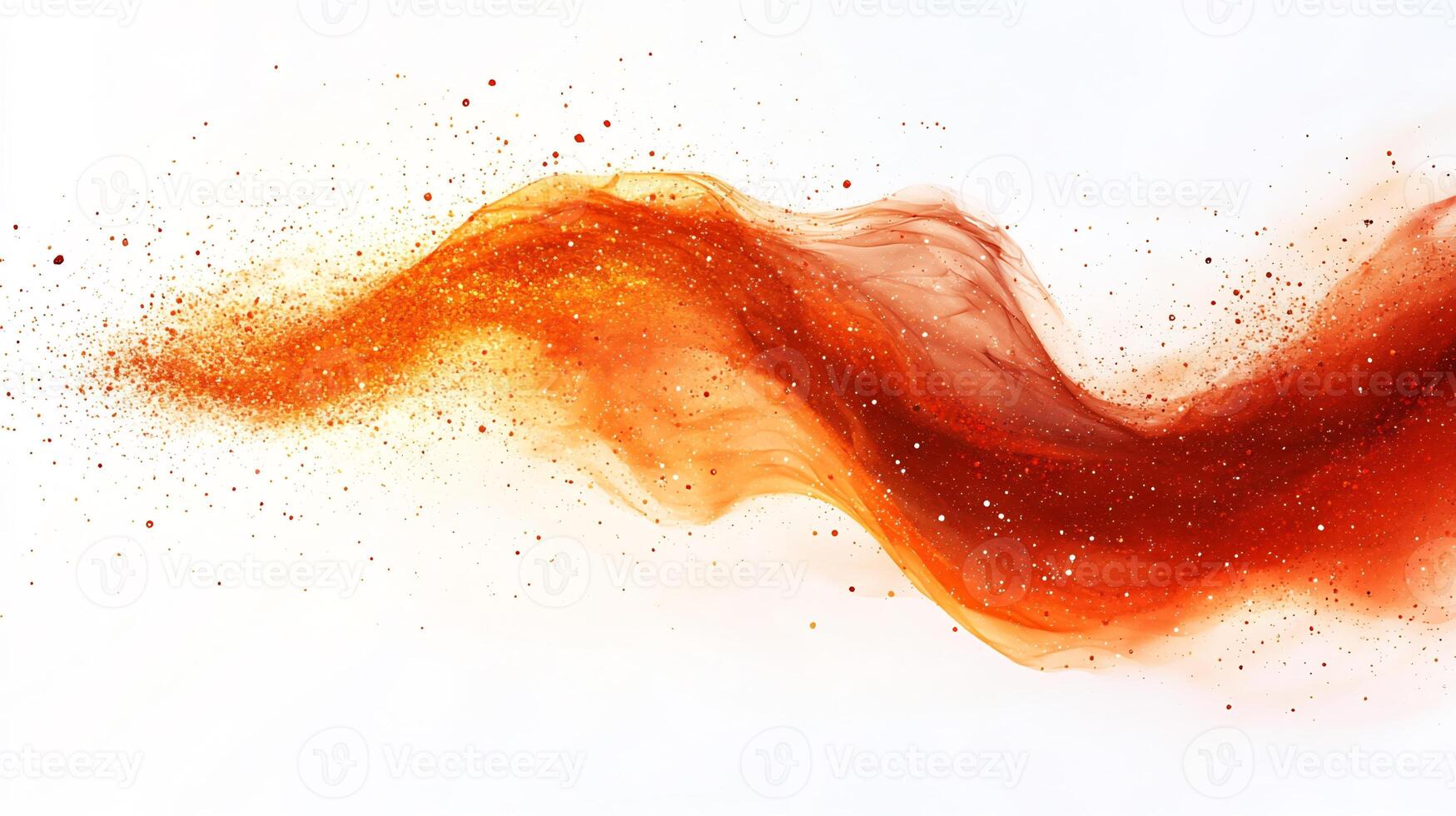 Spicy red chili powder forming bold splash on a white background creating a fiery and artistic effect photo