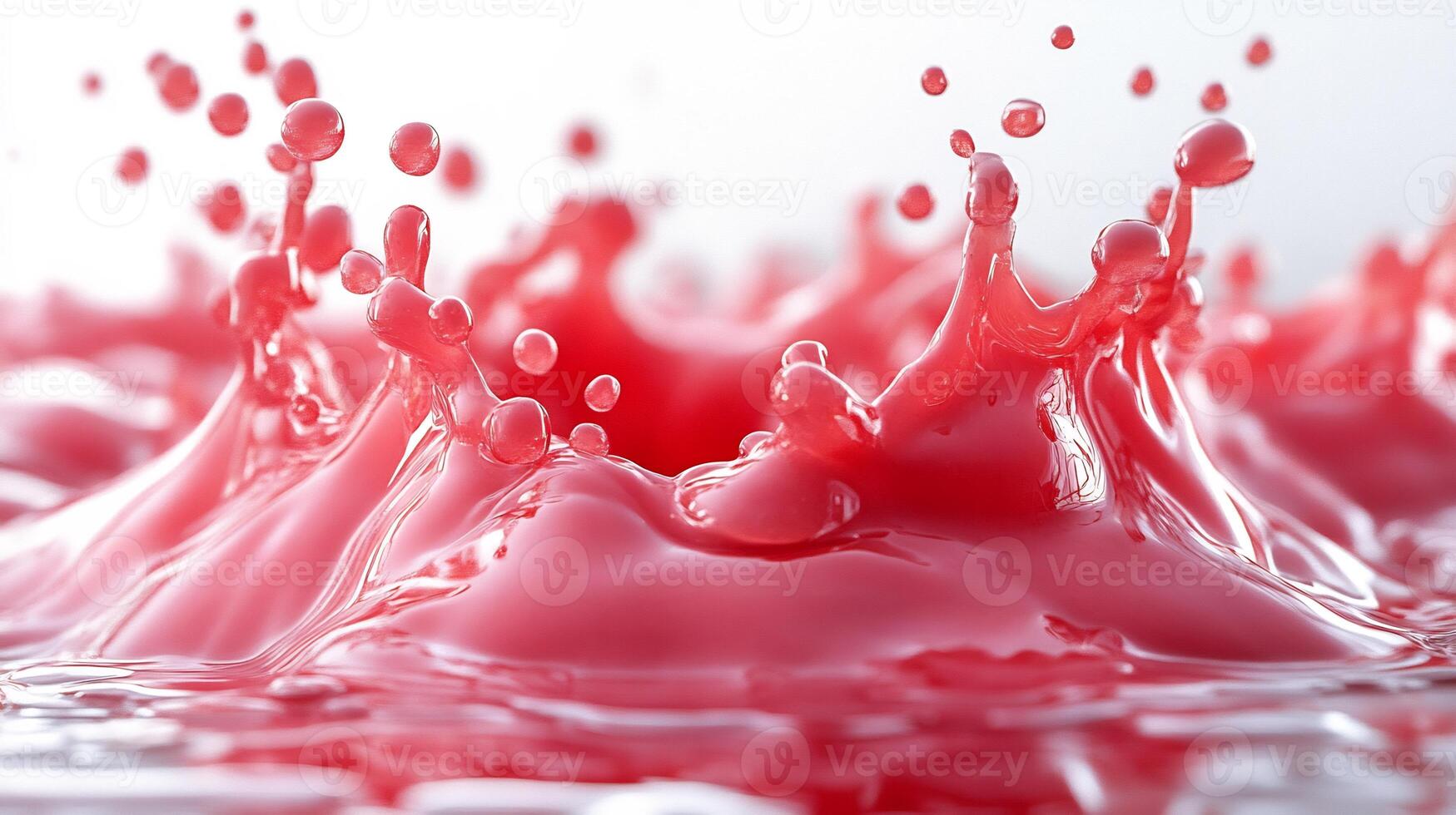 Bold splash of strawberry syrup spread across a white background creating a vibrant sweet texture photo