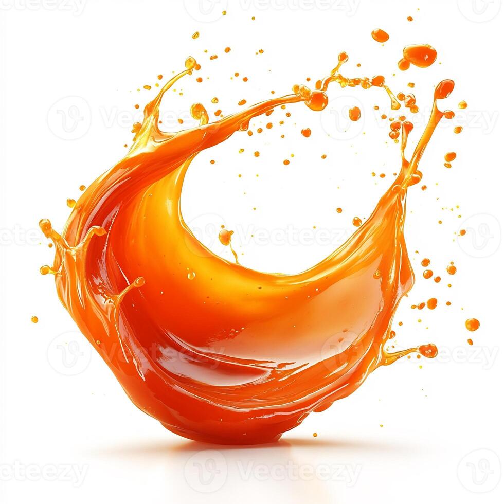 Bold splash of spicy jalapeo sauce creating a dynamic texture on a white background photo