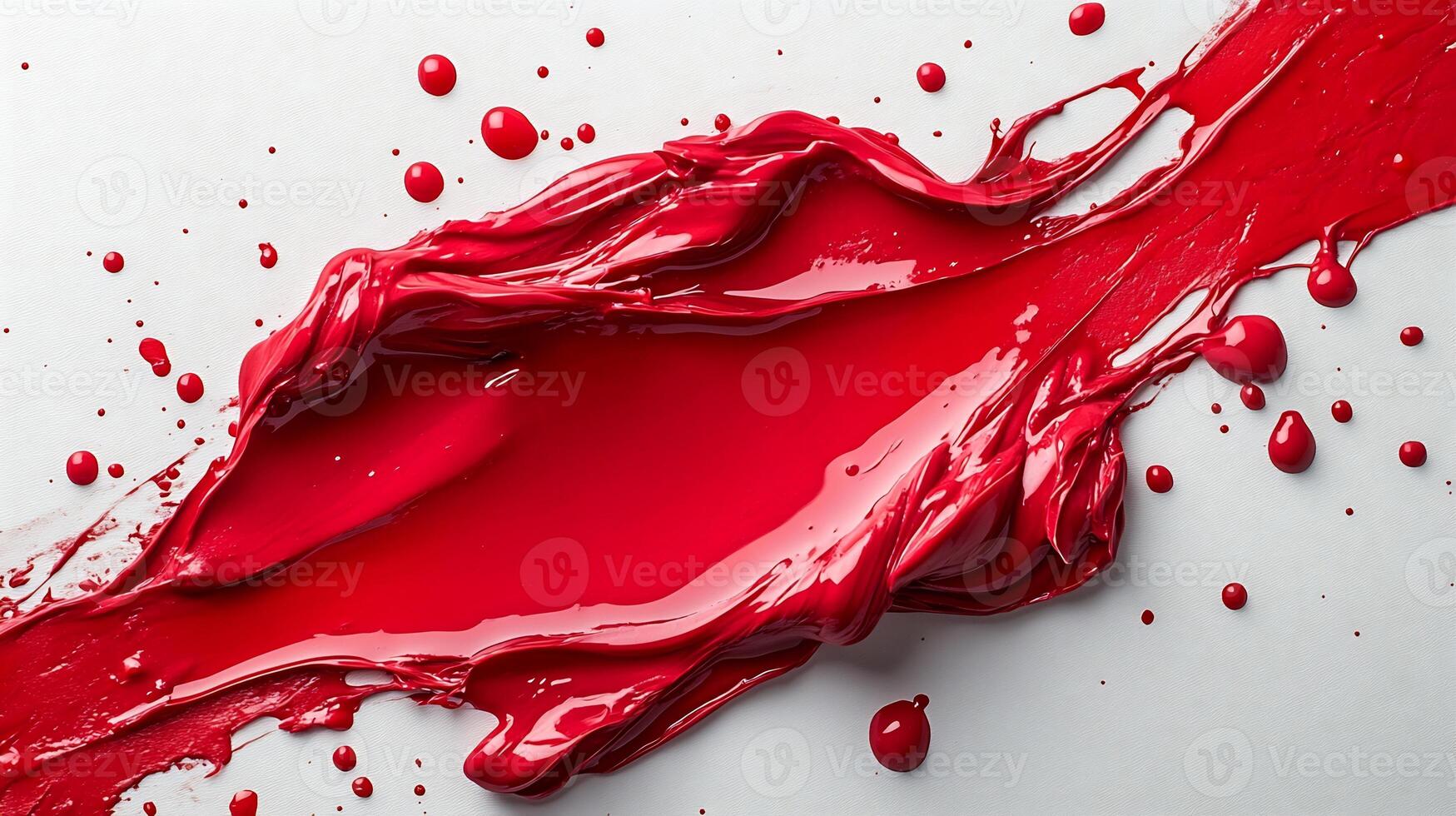 Bold splash of strawberry syrup spread across a white background creating a vibrant sweet texture photo
