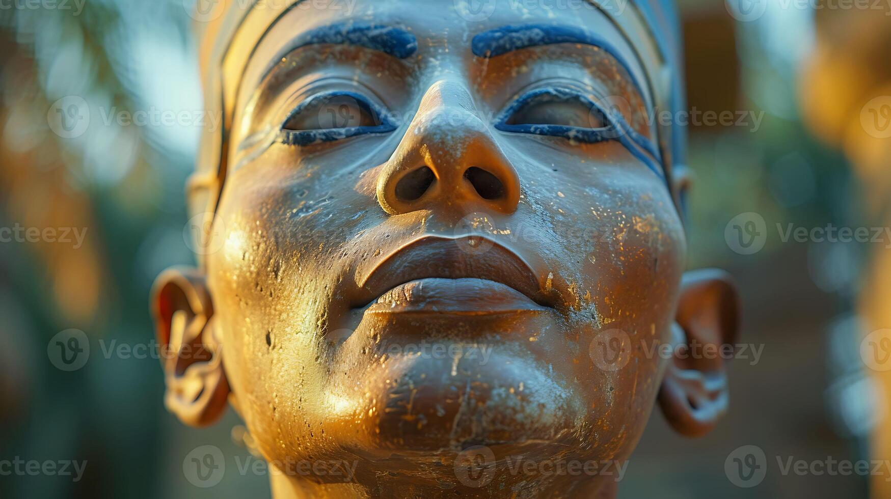 Akhenaten Generate lifelike casual image portraying Akhenaten known for his religious reforms in a serene moment of worship or contemplation in the palace gardens photo