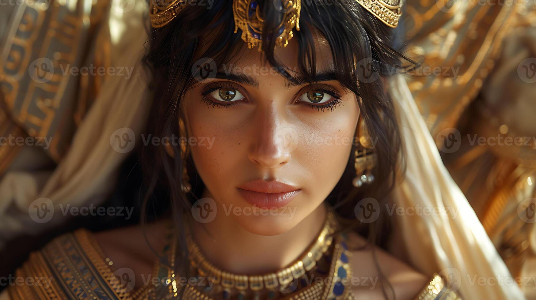 Cleopatra Generate authentic casual image portraying Cleopatra renowned her beauty political acumen scene capturing her engaging diplomatic negotiation Julius Caesar or Mark Antony perhaps seated her photo