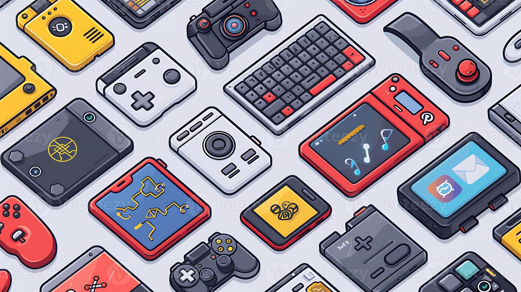 Collection of technologythemed icon covering area such coding software development digital device internet connectivity icon should modern sleek available multiple file format seamless integration photo