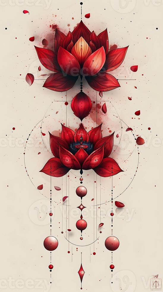 Minimalist mehendi design with modern geometric shapes and traditional elements aimed for backhand application Present it on a white background for straightforward printing photo